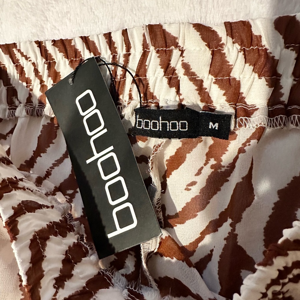 Boohoo Zebra Print swimsuit cover up in Brown and White